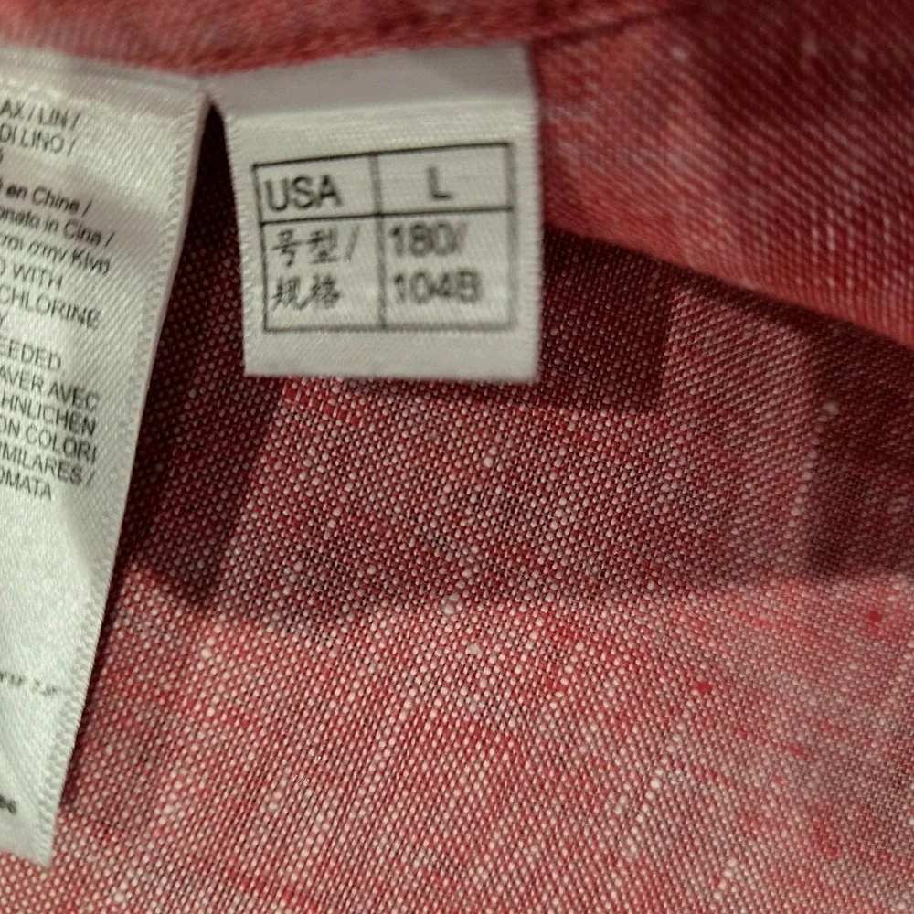 Brooks Brothers 1818 100% Irish Linen Long Sleeve Red Button Up Shirt Sz Large - Picture 8 of 10